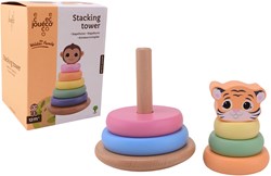 Johntoy houten stapeltoren The Wildies Family multicolor speelgoed