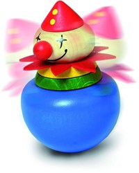 nic houten tuimelaar clown blauw - educatief speelgoed voor kinderen