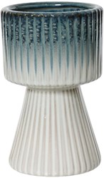 Decoris bloempot keramiek blauw-wit Ø12x19.5cm decoratie