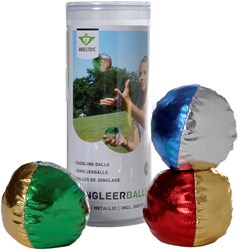 Longfield Games jongleerballen metallic 2,5 inch set in koker