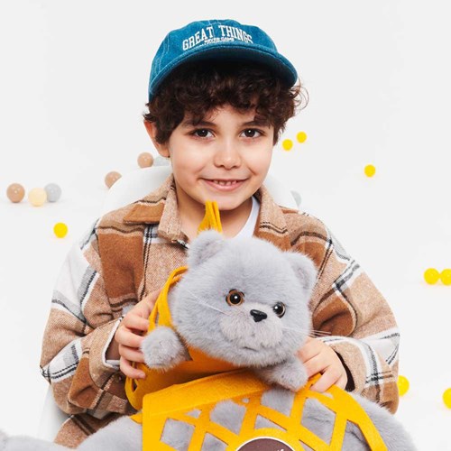 Orange Toys knuffel kat Milo grijs 35 cm pluche speelgoed