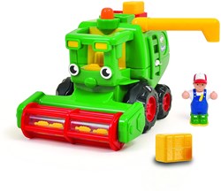 WOW Toys speelgoedvoertuig groene maaimachine met boer en hooi