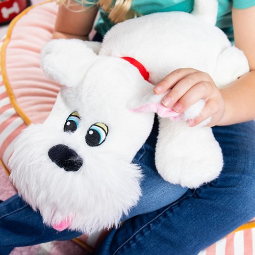 Basic Fun knuffelhond pluche - Pound Puppies Weighted Snuggles wit hondje-2