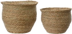 Decoris bloempot set handgemaakt kunststof voor binnen en buiten