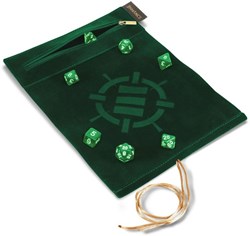 Enhance Gaming dobbelstenen set en groene Roll on a Scroll dobbelstenenmat