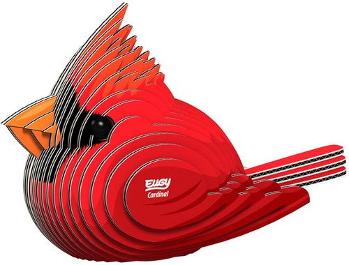 Eugy 3D puzzel vogel kardinaal - duurzaam karton dieren speelgoed