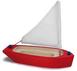 nic houten zeilboot rood wit speelgoed bootje voor kinderen