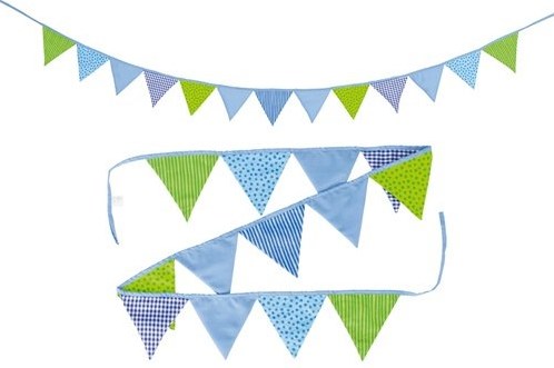 Goki katoenen vlaggenlijn blauw-groen 220 cm decoratie