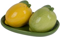Decoris peper- en zoutstel citroen schaal aardewerk groen tafelaccessoire