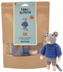Het Muizenhuis haakset Sam muis - DIY knuffelmuisje 12 cm blauw