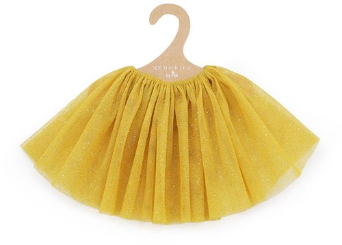 Asi poppenrok tule okergeel goud - poppenkleding accessoire