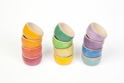 Grapat houten speelbakjes regenboogkleurig - 12 stuks
