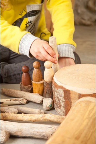 Grapat houten speelgoed Nins bruintinten - 3 stuks open einde-3