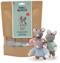 Het Muizenhuis haakpakket muisjes drieling 9 cm knuffelmuisjes poppenhuis