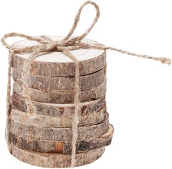 Houten Boomschijf Onderzetters, 8st.