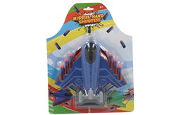 Alert afschietvliegtuig speelgoed met foam pijltjes - 3 stuks blauw