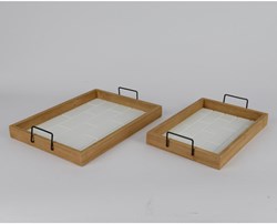 Decoris dienbladset hout wit modern - 2-delig paulowniahout decoratie