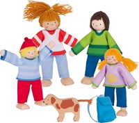 Goki poppenhuis campingfamilie houten buigpoppen set multicolor-2