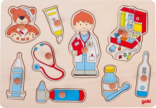 Goki houten puzzel dokter - educatief speelgoed 9 stukjes-2