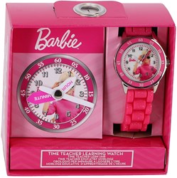 Accutime Barbie kinderhorloge leren klokkijken roze analoog horloge