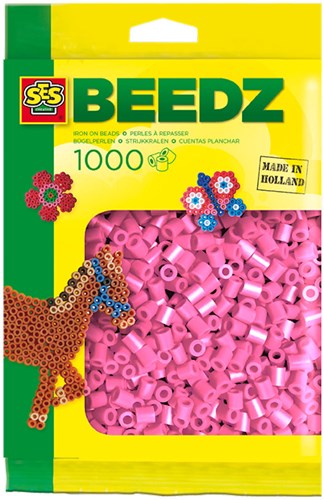 Ses strijkkralen roze 1000 stuks PVC-vrij creatief speelgoed