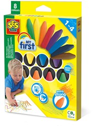 Ses waskrijtjes - creatieve krijtjes voor peuters - 8 kleuren - uitwasbaar