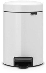 Brabantia pedaalemmer Newicon 3L wit - metalen afvalbak badkamer