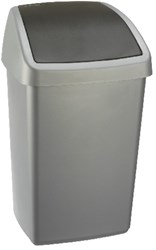 Sunware prullenbak Delta 50L met swingdeksel zilvergrijs kunststof