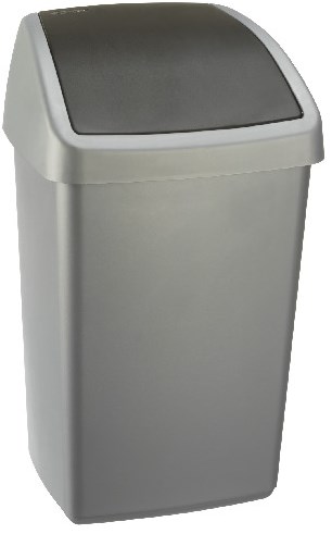 Sunware prullenbak Delta 50L met swingdeksel zilvergrijs kunststof