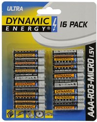 AAA batterijen zinkkoolstof 16 stuks Dynamic Energy - krachtige energie