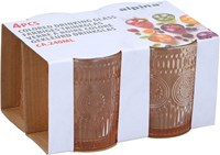 Alpina drinkglas oranje 240ml set van 4 glazen voor dagelijks gebruik