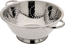 Vergiet RVS keukenaccessoire met grepen 24cm zilver - handig keukenhulpmiddel