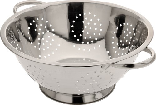 Vergiet RVS keukenaccessoire met grepen 24cm zilver - handig keukenhulpmiddel