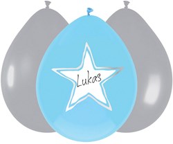 Ballonnen baby jongen blauw en zilver 6 stuks geboorte decoratie