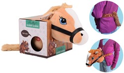 Johntoy paardenhoofd pluche speelgoed met elastiek en geluid beige