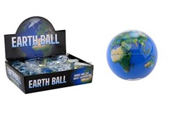 Johntoy glitterbal wereldbol stuiterbal 6,5 cm rubber speelgoed