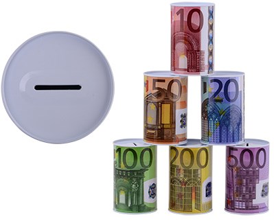Metalen spaarpot eurobiljet print 28165