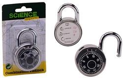 Johntoy hangslot speelgoed Science Explorer met cijfercombinatie grijs