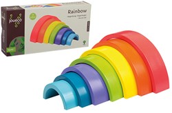 Jouéco houten regenboog stapeltoren 7-delig Montessori speelgoed