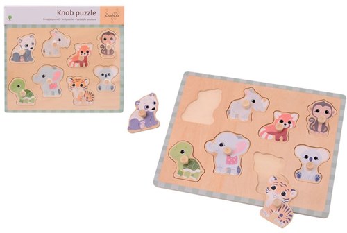 Jouéco houten dierenpuzzel Wildies Family - educatief speelgoed
