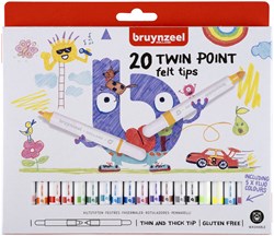 Bruynzeel viltstiften twin point 20 stuks set voor kinderen