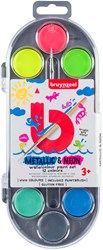 Bruynzeel waterverf set - 12 kleuren metallic en neon voor kinderen