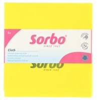 Sorbo schoonmaakdoekjes geel 38x38cm set van 5 absorberend