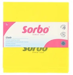 Sorbo schoonmaakdoekjes geel 38x38cm set van 5 absorberend