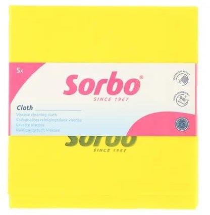 Sorbo schoonmaakdoekjes geel 38x38cm set van 5 absorberend