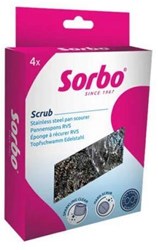 Sorbo pannenspons RVS - schuurspons voor pannen en schalen - 4 stuks