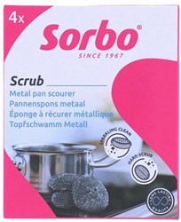 Sorbo pannenspons metaal 4 stuks - Extra sterke schoonmaakspons