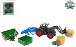 Tractor speelgoedset met 8 accessoires freewheel 30cm groen Kids Globe