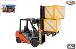 Heftruck speelgoed frictie bouwplaats kunststof 20cm met accessoires