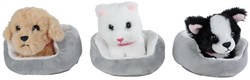 Knuffel pluche hond of poes in mand 12cm - Take Me Home - knuffelvriendje